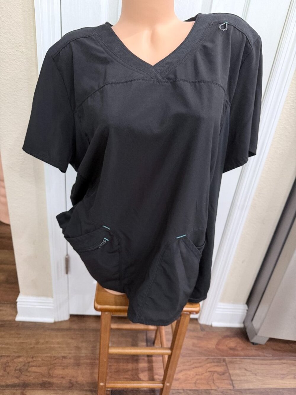 Scrubstar Performance Scrub Top 2XL Black Stretch Mesh Zip Pockets WM877A